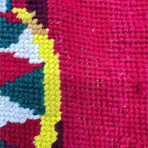 Vintage Christmas Needlepoint Stocking Santa Claus Toys Red Hanging Loop Figural - Picture 6 of 8